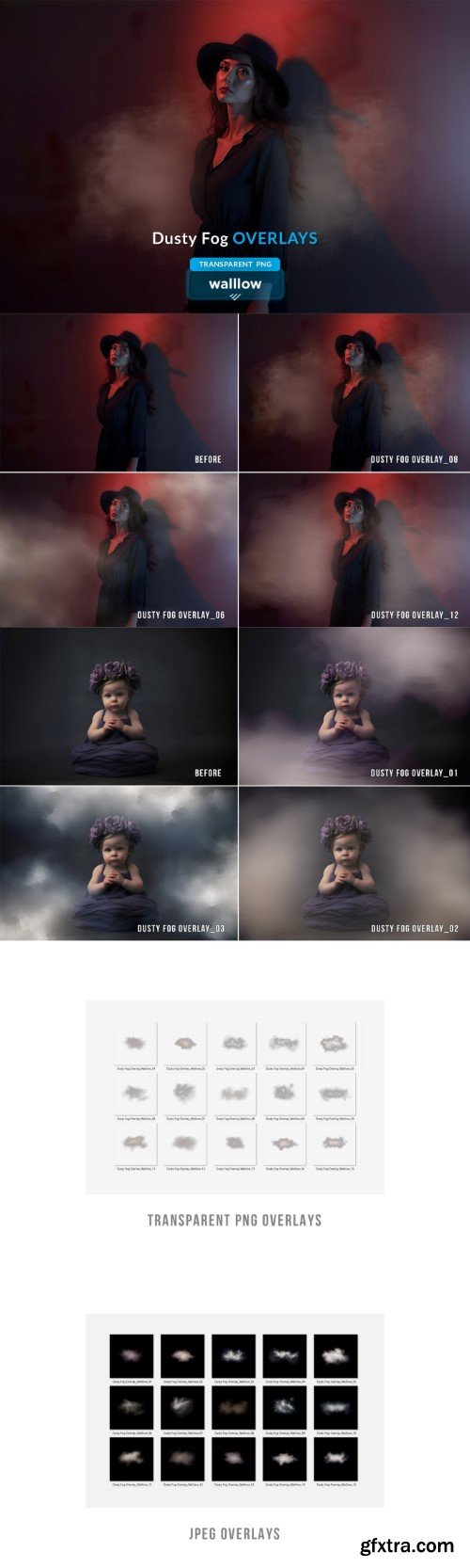 Creativemarket - Dusty Fog Transparent PNG Overlays