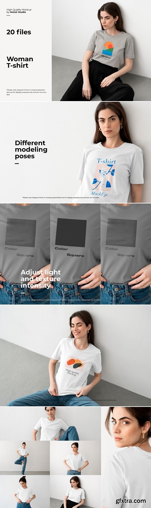 CreativeMarket - Woman T-Shirt Mockup Bundle 244655772