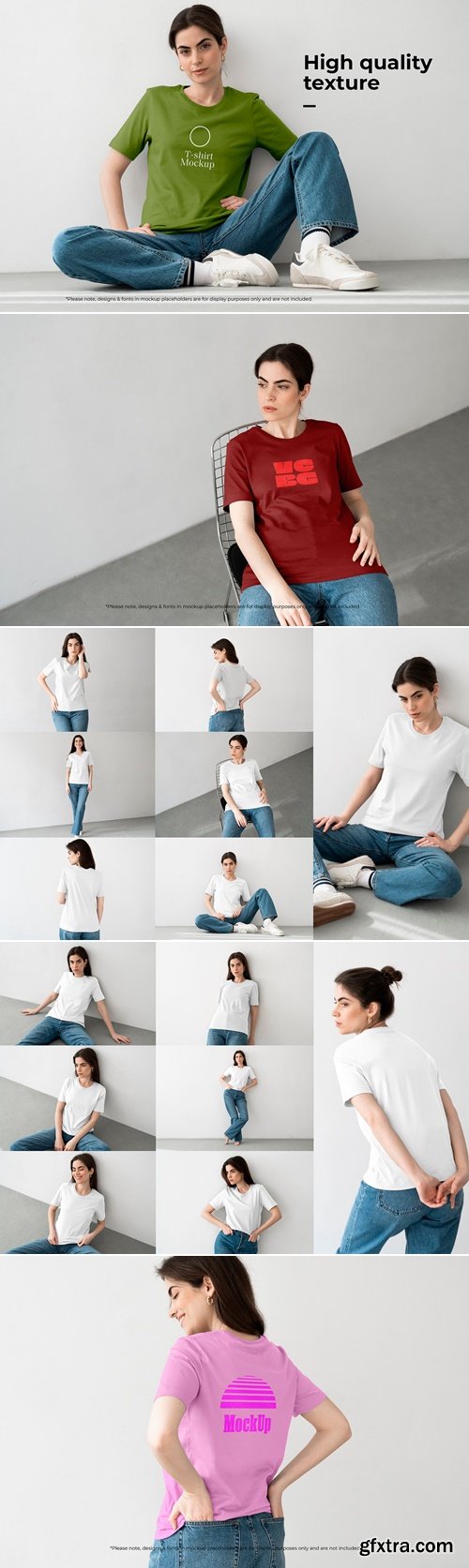 CreativeMarket - Woman T-Shirt Mockup Bundle 244655772