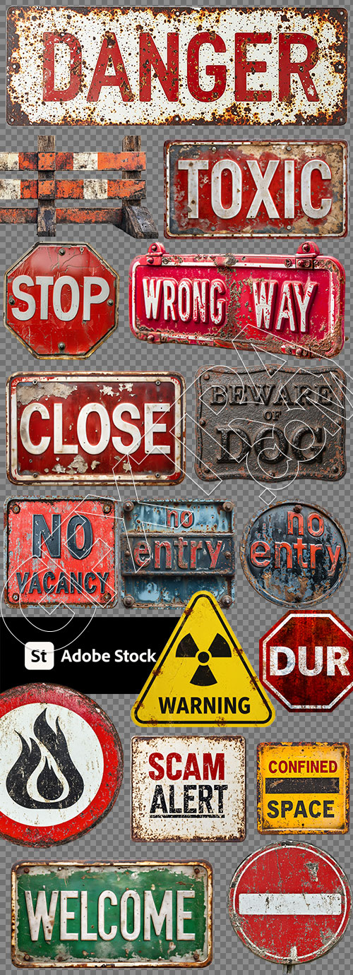 Scrap Warning Signs 35xPNG