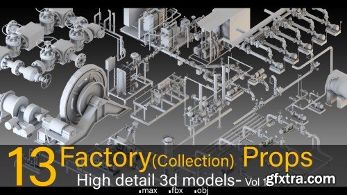Artstation - 13 Factory (Collection) Props- High detail 3d models- Vol 11