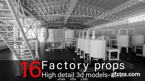 Artstation - 16 Factory Props-High detail 3d models- Vol 05