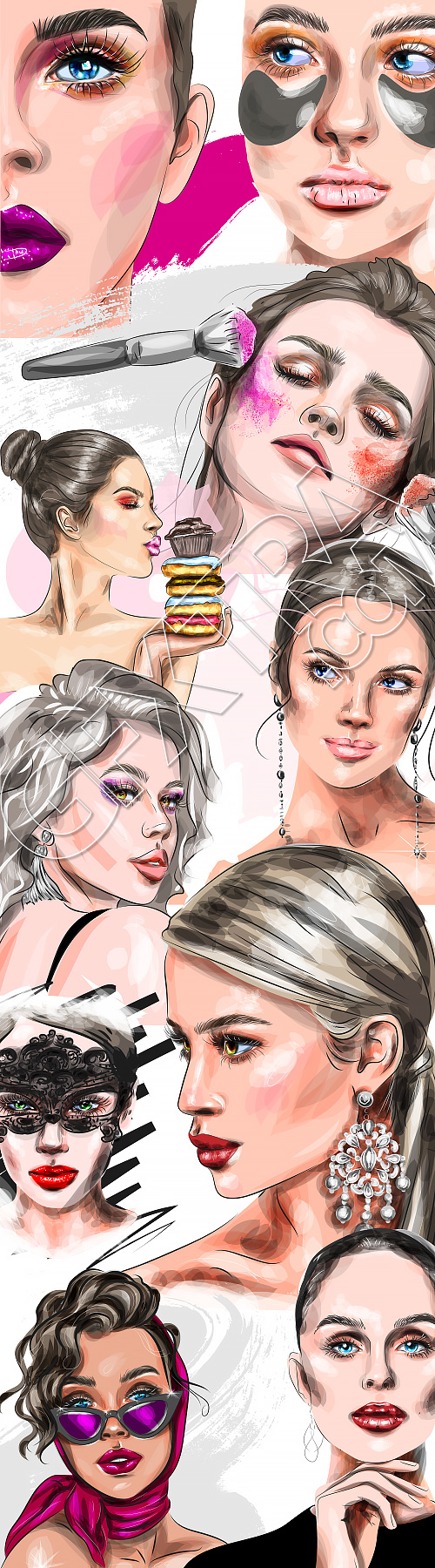 Female Makeup Face Illustrations 10xEPS Female Makeup Face Illustrations 10xEPS