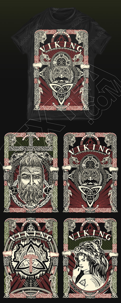 Northern Celtic Pagan Mythology Art T-Shirt Designs 4xEPS Northern Celtic Pagan Mythology Art T-Shirt Designs 4xEPS