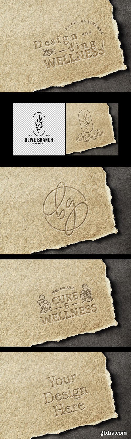 Craft Debossed Paper Logo PSD Mockup Template