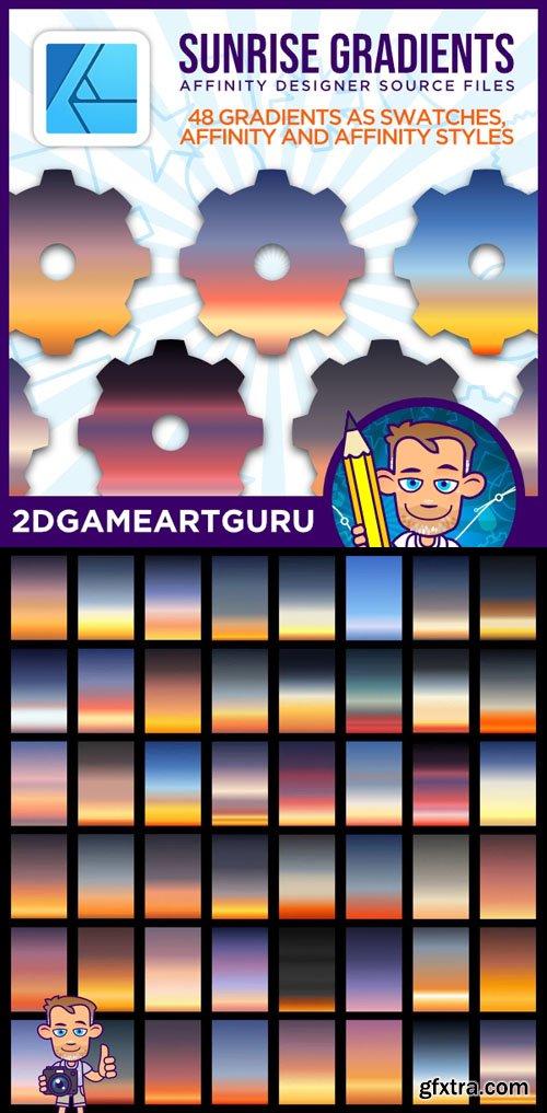 48 Sunrise Gradients for Affinity Designer
