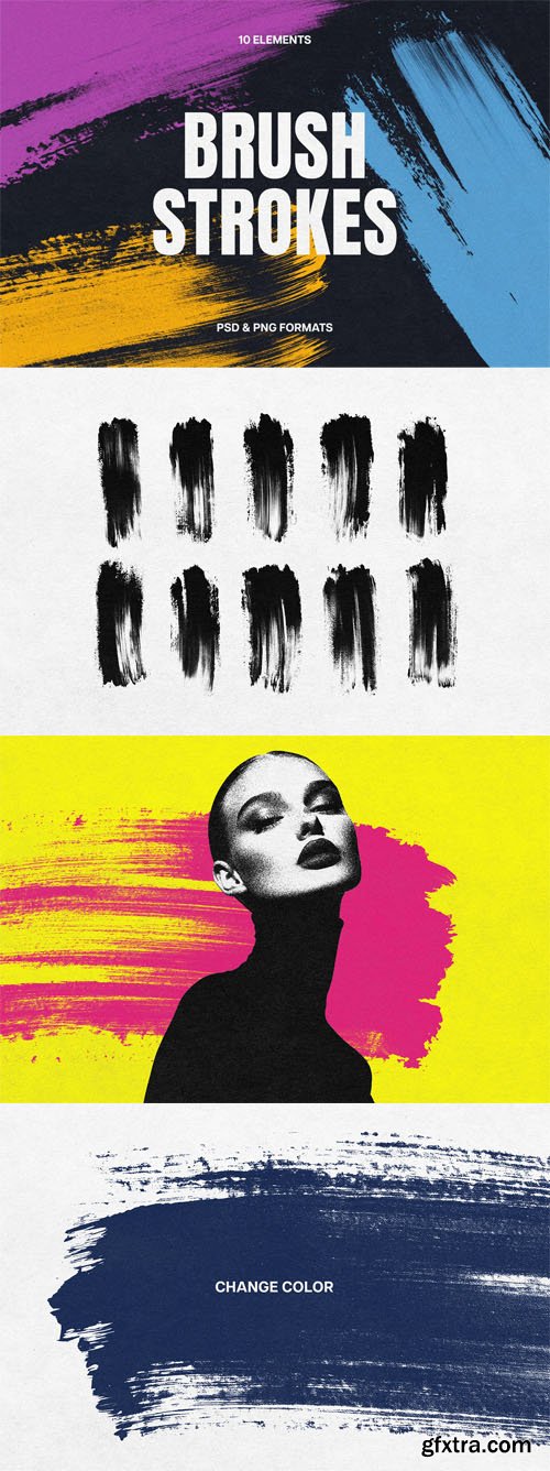 10 Brush Strokes Templates [PSD / PNG]