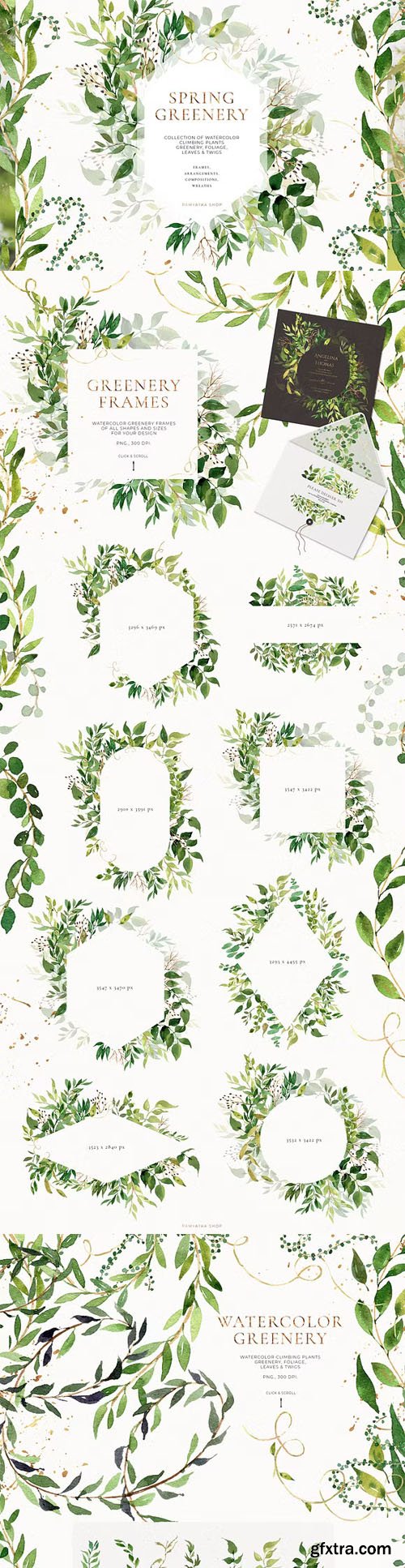 Watercolor Spring Greenery, Foliage & Climbing Plants [PNG/PSD]