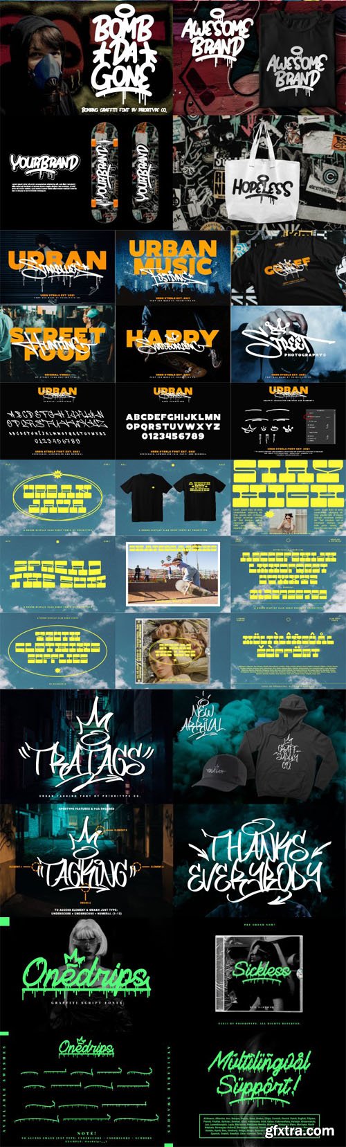 Graffiti Fonts Bundle - 9 Premium Fonts