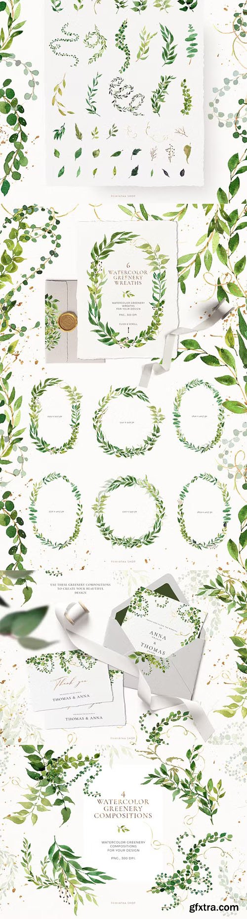 Watercolor Spring Greenery, Foliage & Climbing Plants [PNG/PSD]