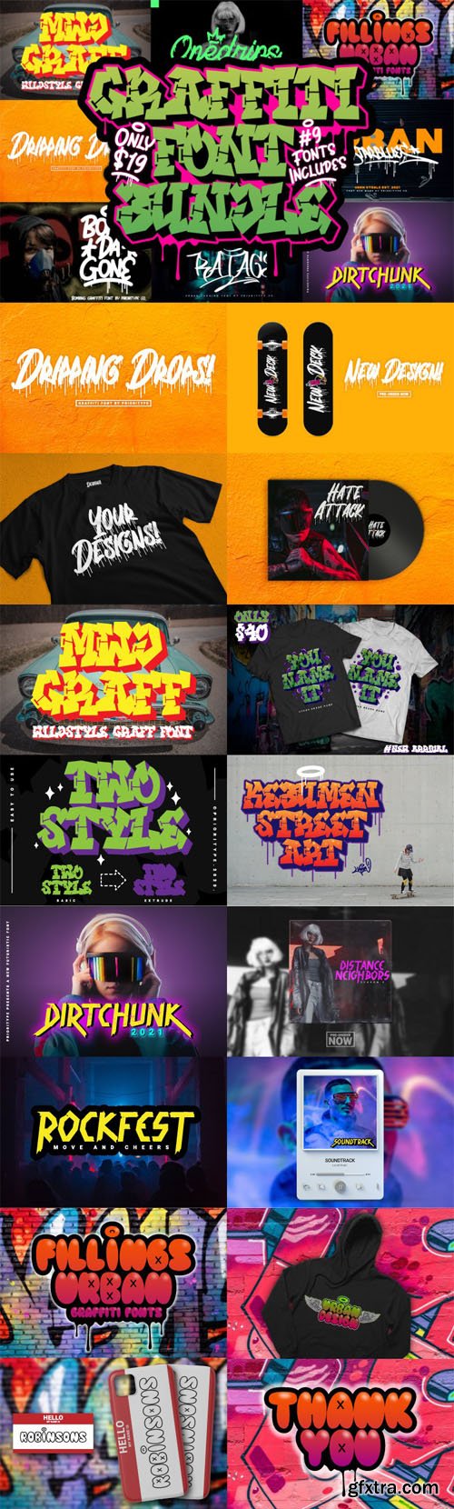 Graffiti Fonts Bundle - 9 Premium Fonts