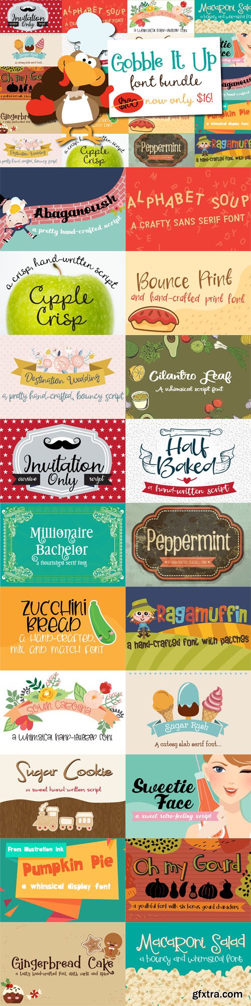 Gobble It Up Font Bundle - 20 Premium Fonts