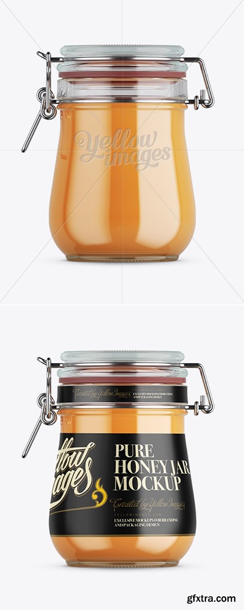 YellowImages - Honey Jar w/ Clamp Lid Mockup - Side View 11664