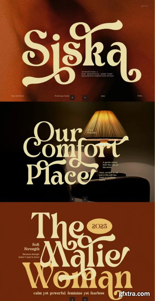 Creativemarket - Siska Elegant Serif Font – Smooth & Feminine Style