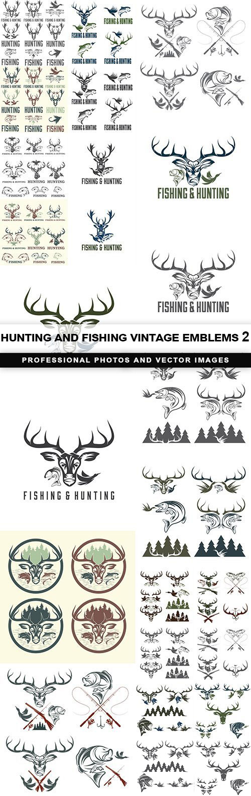 Hunting and Fishing Vintage Emblems #2, 25xEPS