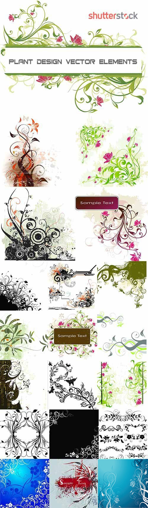 Plant Design Vector Elements #1, 25xEPS