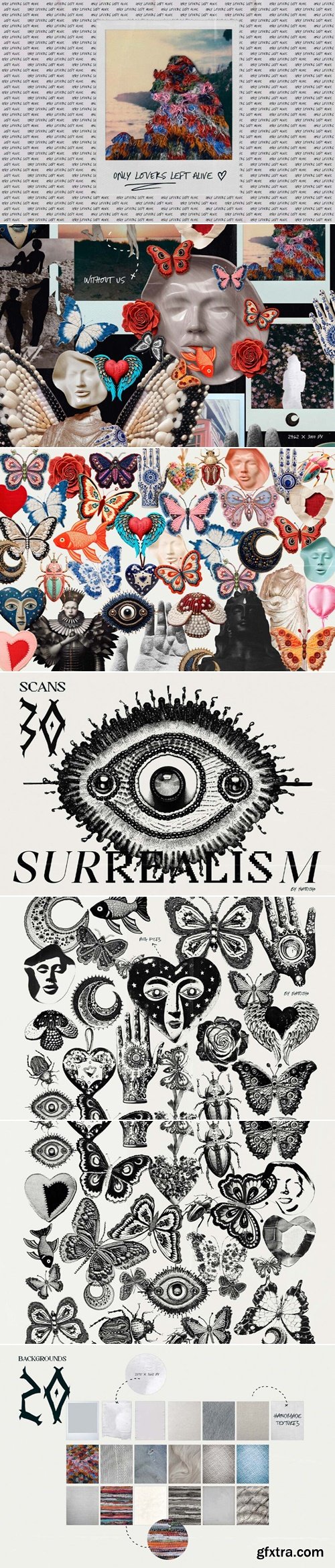 CreativeMarket - Cryptic. Mixed Media Collage 91955303
