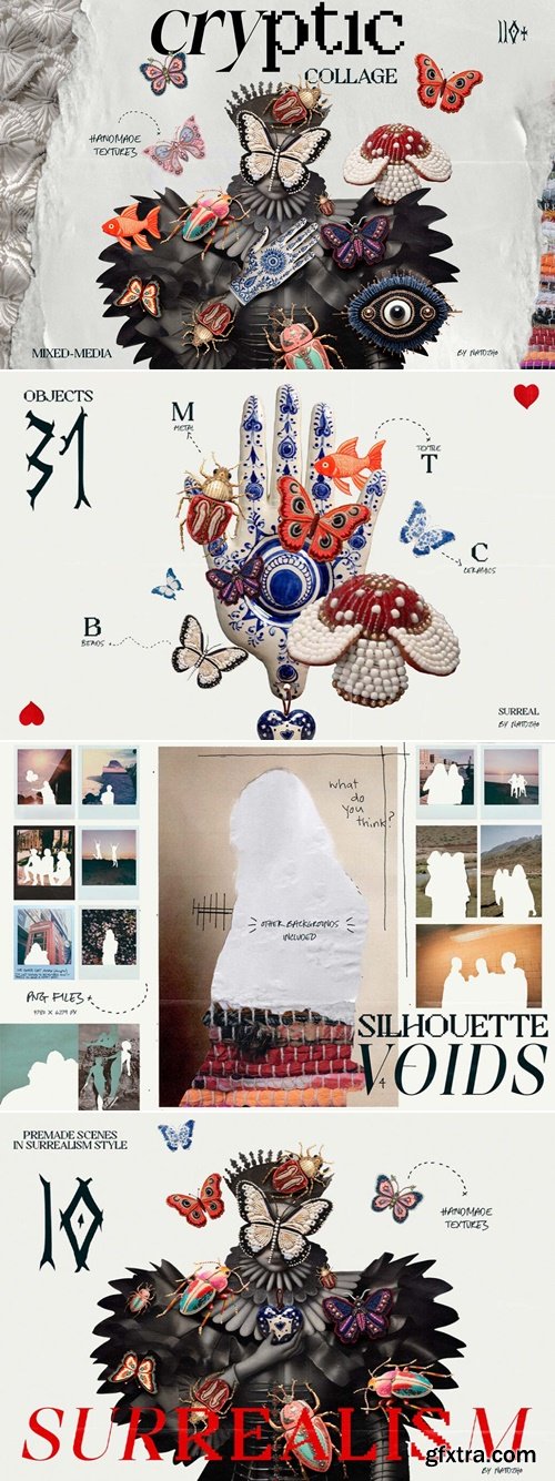 CreativeMarket - Cryptic. Mixed Media Collage 91955303