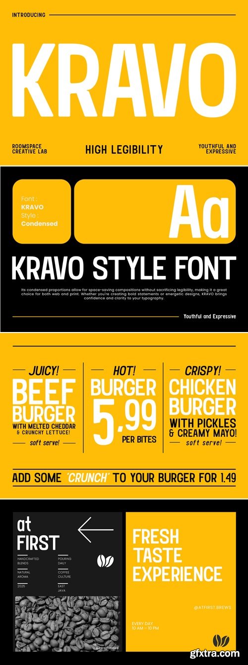 CreativeMarket - Kravo - Bold Condensed Sans for Head