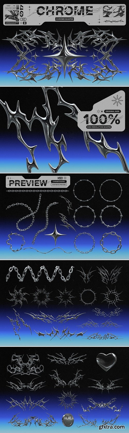 CreativeMarket - Chrome Shapes 14662771