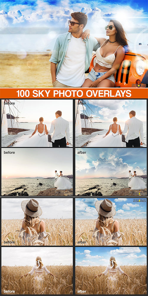 DesignBundles - 100 Blue Sky Overlays 557536