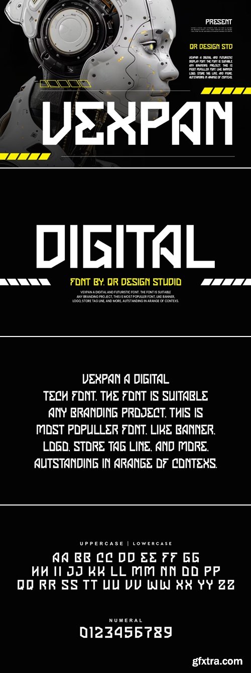 CreativeMarket - Vexpan - Digital Futuristic Font 291736167