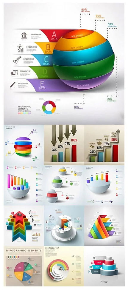 3D Infographic Chart #1A, 25xEPS