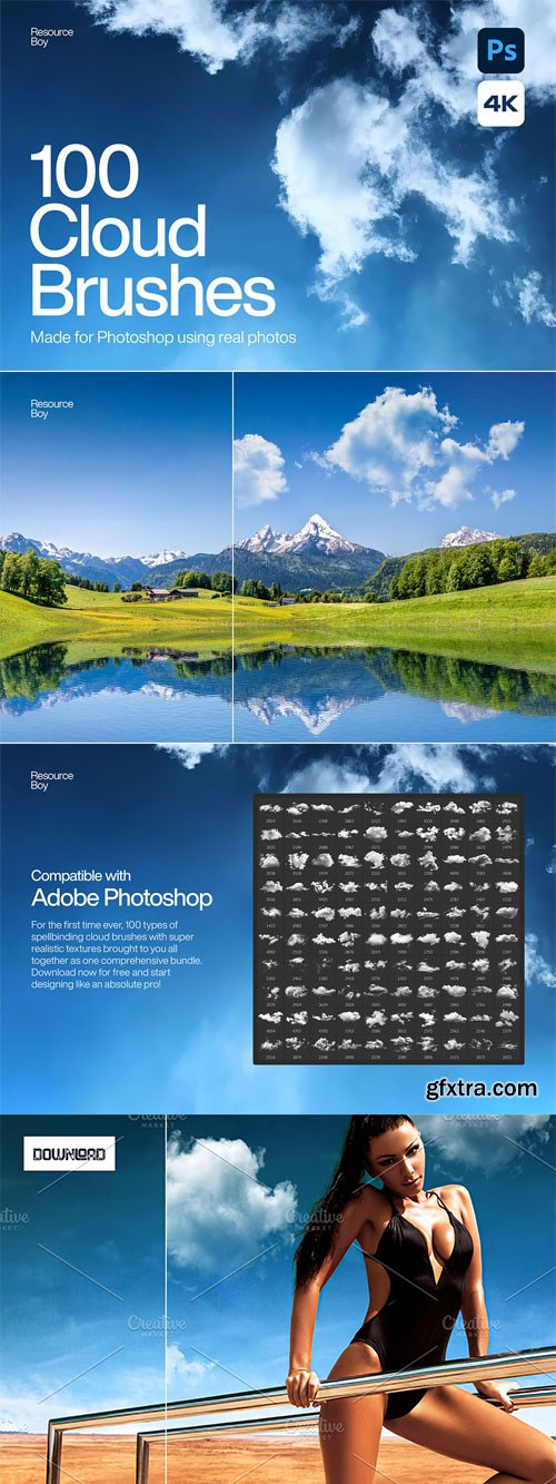 100 Cloud Brushes for Photoshop 290751482