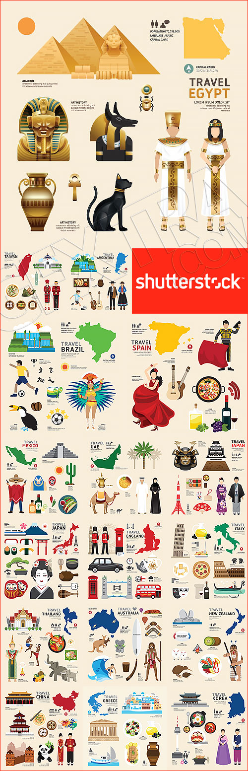 Travel & Countries Design Elements 38xEPS