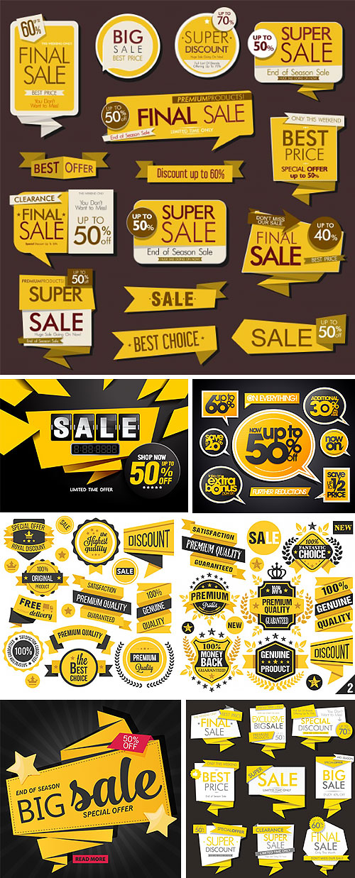 Yellow Modern Sale Banners & Labels Collection 8xEPS Yellow Modern Sale Banners & Labels Collection 8xEPS