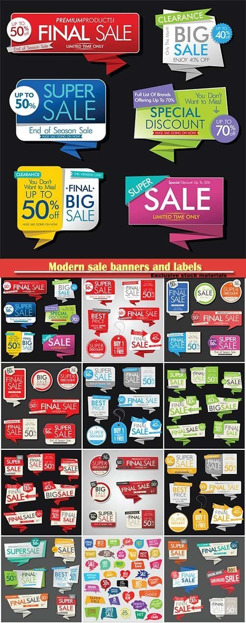 Fotolia - Modern Sale Banners &amp; Labels Vector Collection #3, 18xEPS