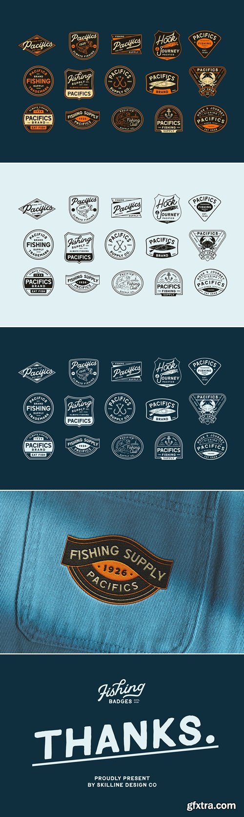 CreativeMarket - Vintage Fishing Badge Illustrations 291639259