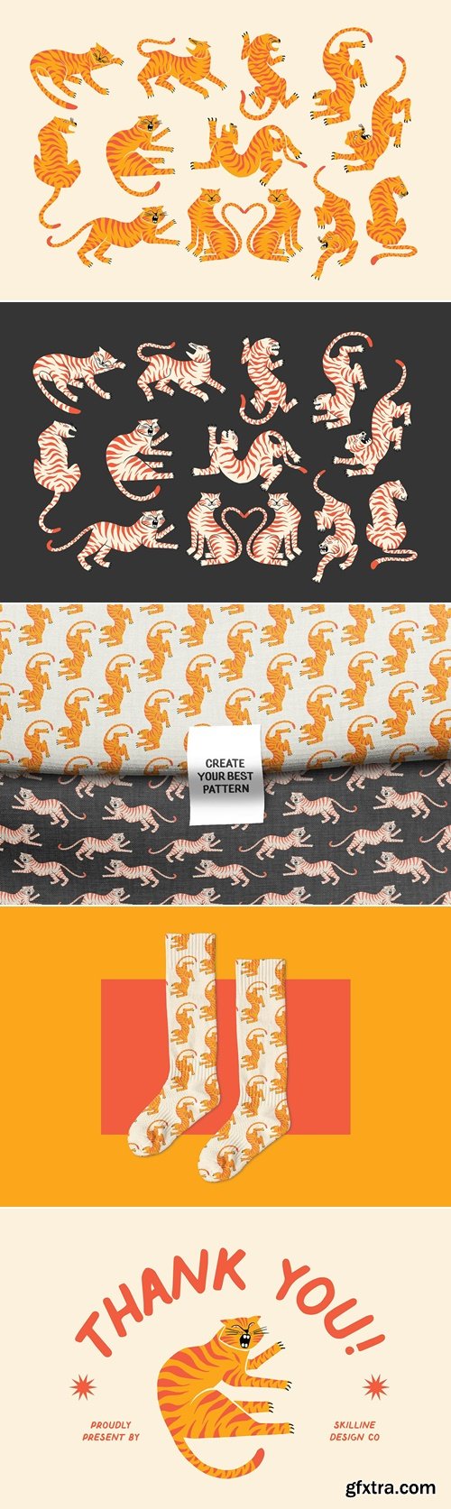 CreativeMarket - Tiger Illustrations Bundle 291475071
