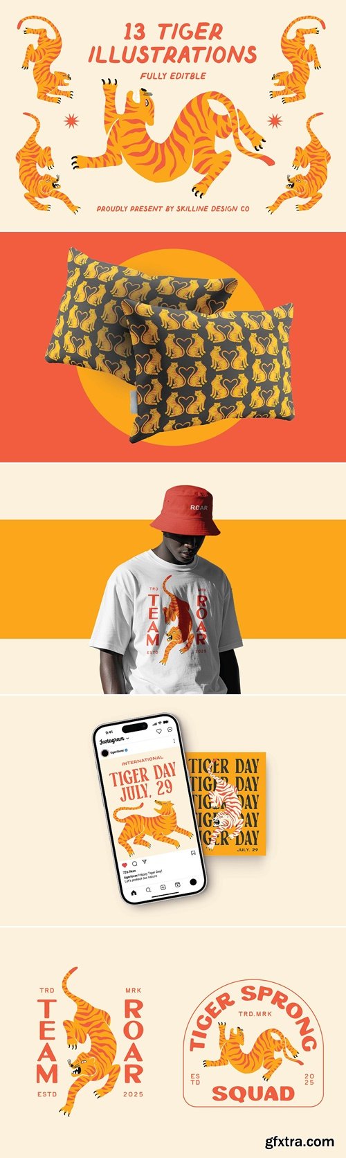 CreativeMarket - Tiger Illustrations Bundle 291475071