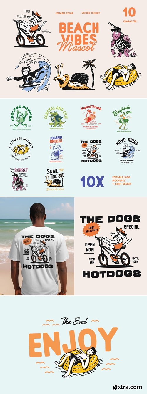 CreativeMarket - Beach Vibes Mascot Illustration 282419573