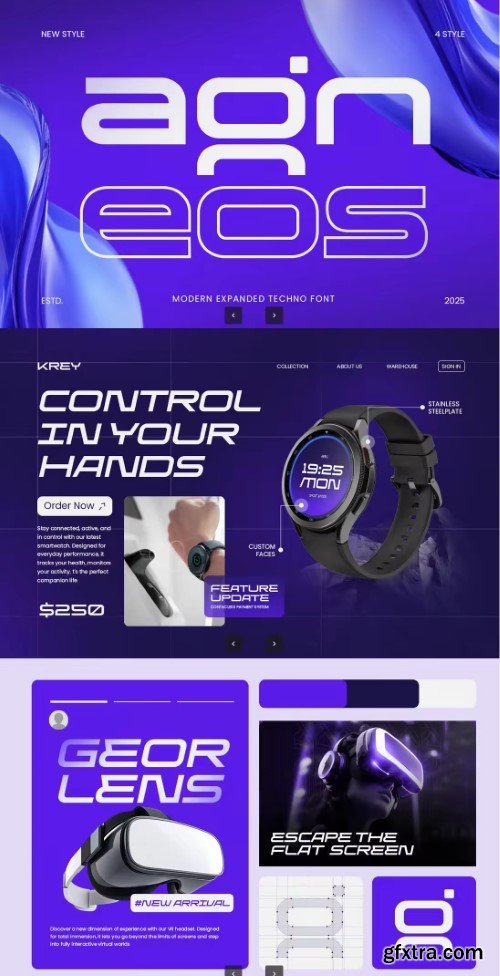 Agneos - Modern Expanded Techno Logo Font