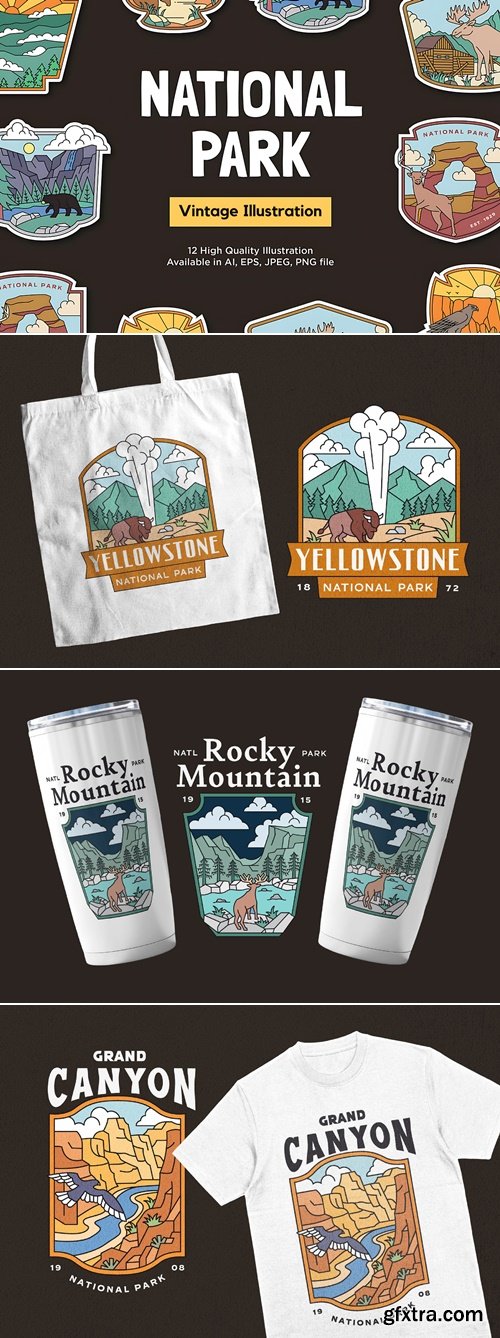 CreativeMarket - Vintage National Park Illustration 285006195