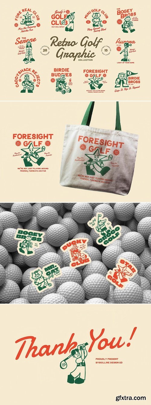 CreativeMarket - Retro Golf Vector Collection 291710329