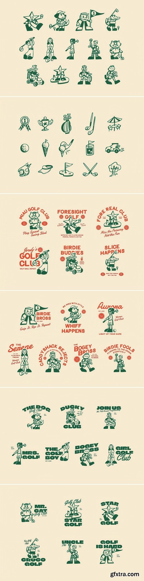 CreativeMarket - Retro Golf Vector Collection 291710329