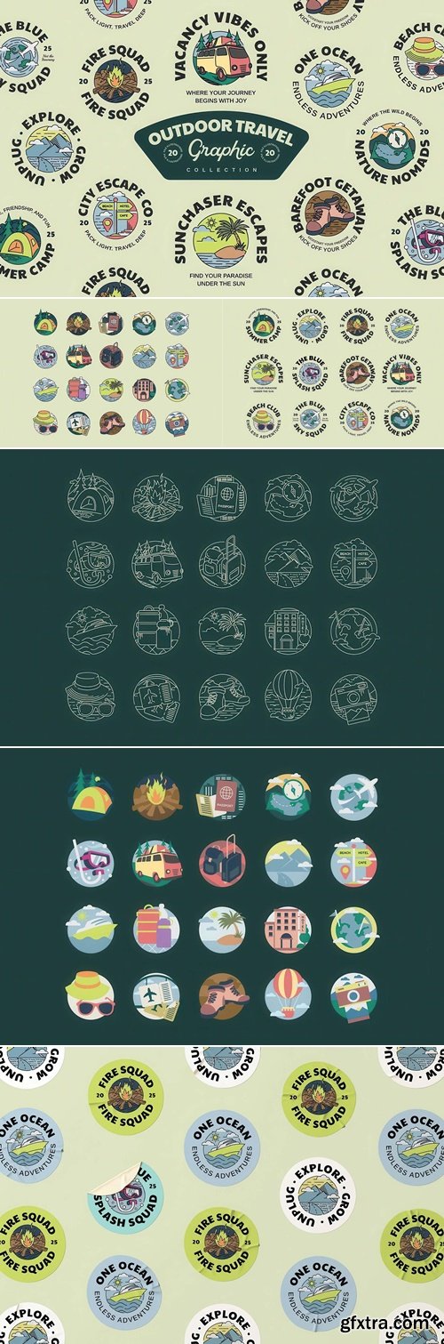CreativeMarket - Outdoor Travel Vector Graphic Collection 291711063
