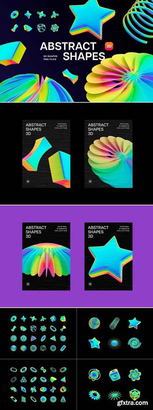 CreativeMarket - Neon Spectrum 3D Shapes 291749571