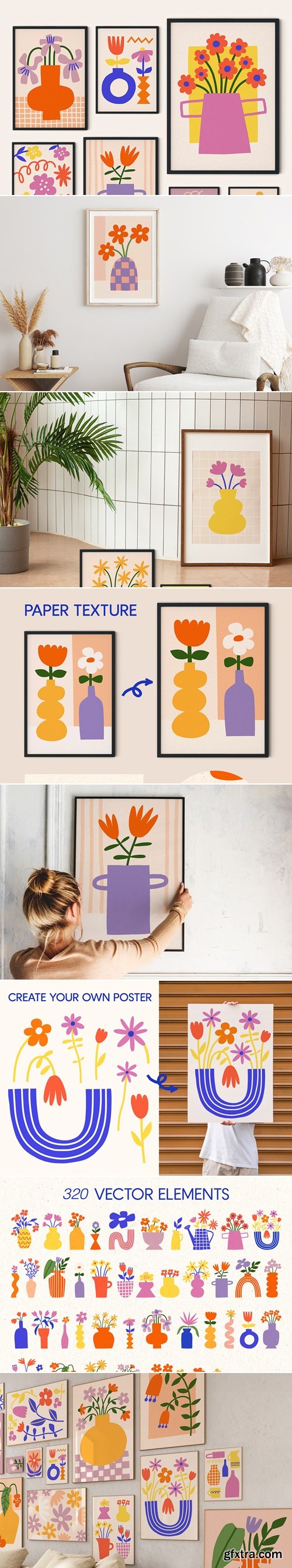 CreativeMarket - Cutout Flowers Vector Poster Creator 91979655