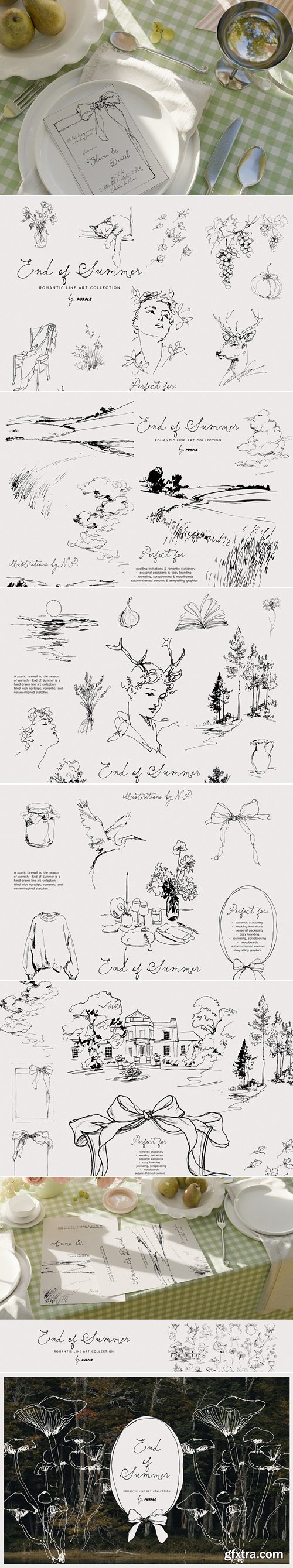 CreativeMarket - End of Summer: Line Art Collection 291674283