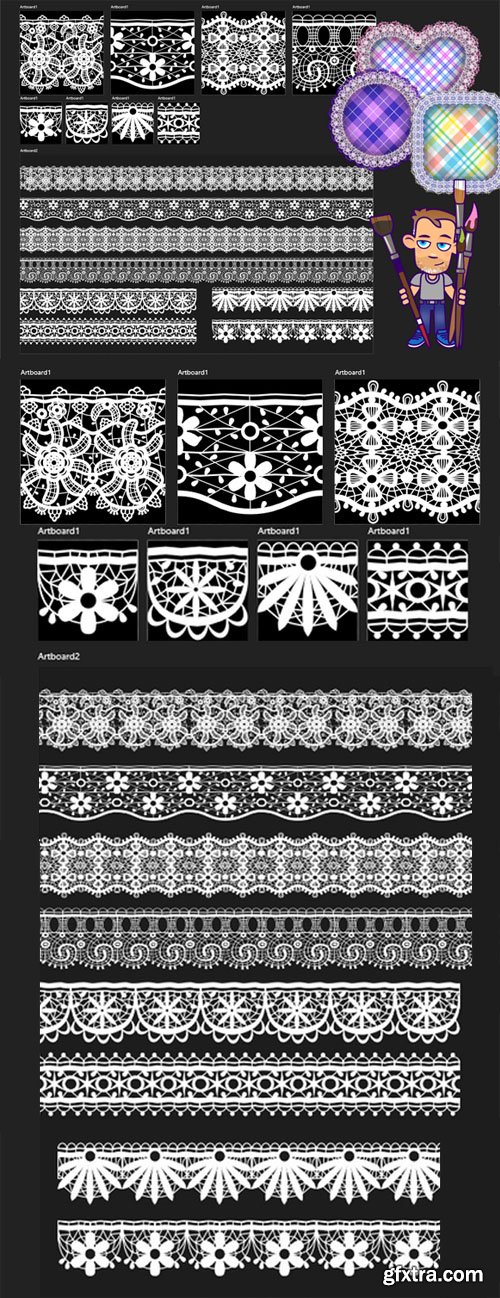 8 Seamless Lace Brushes for Affinity Designer