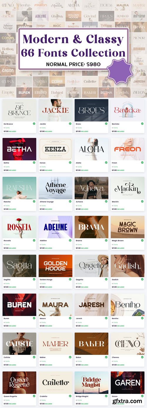 Modern & Classy Font Bundle - 66 Premium Fonts