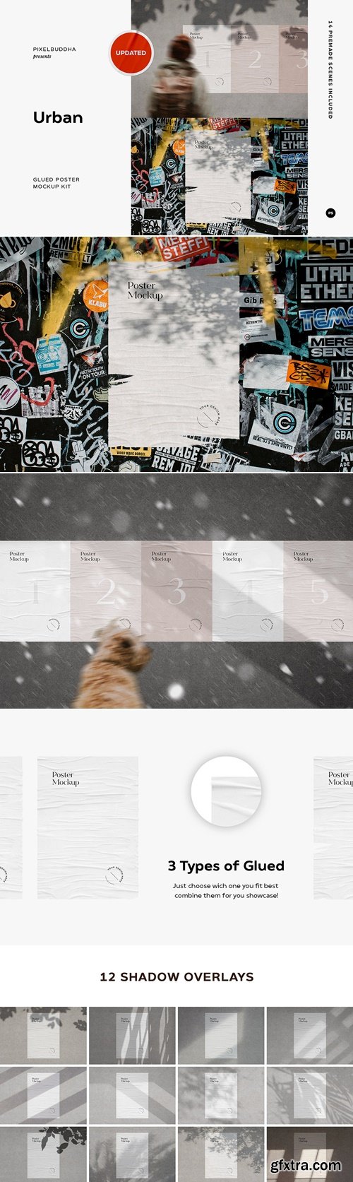 CreativeMarket - Glued Poster Mockups Collection 3672268