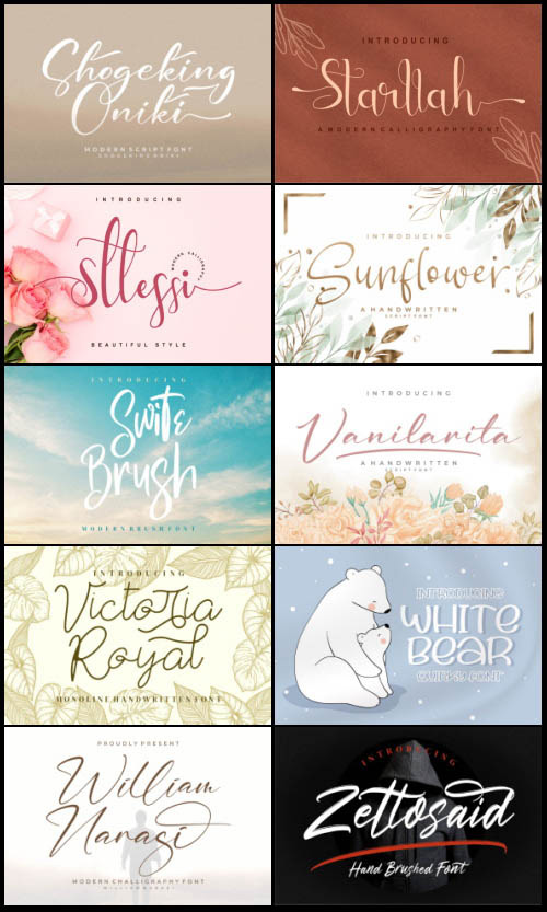 Mega Calligraph Handwritten Fonts Bundle - 100 Premium Fonts