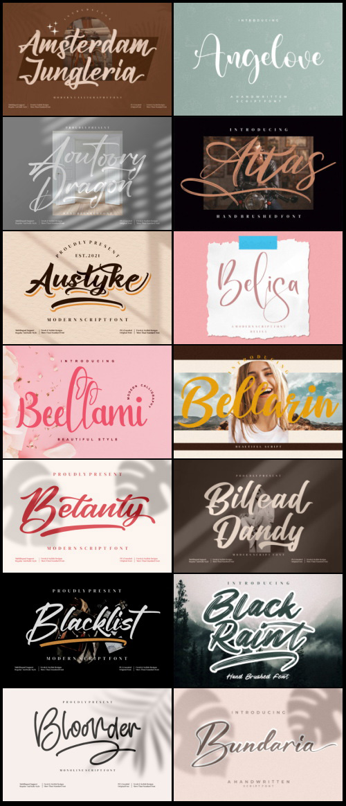 Mega Calligraph Handwritten Fonts Bundle - 100 Premium Fonts