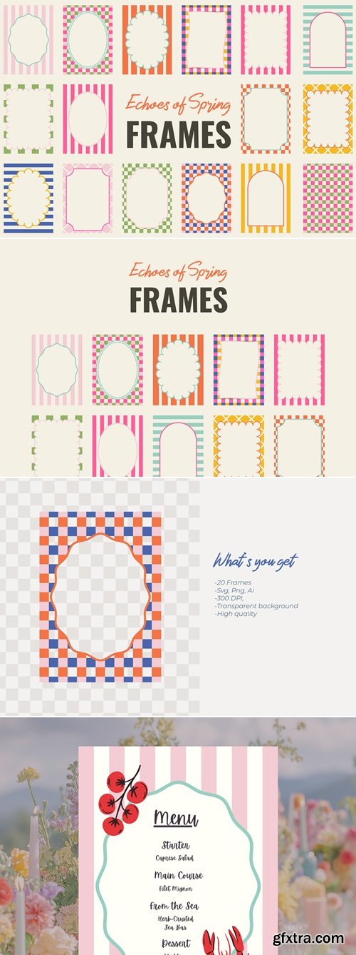 CreativeMarket - Wavy &amp; Striped Whimsical Frames 291191000