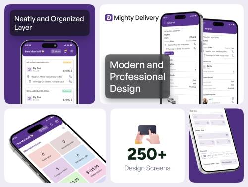 'Mighty Delivery - on-demand delivery app UI Kit'